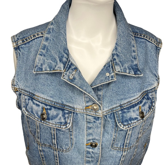 Vtg Light Wash Denim Vest L - Picture 2 of 8